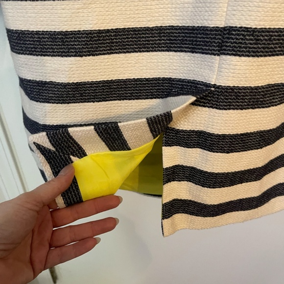 Target Merona Coat Blue and White Stripe With Yellow Liner - Picture 11 of 12